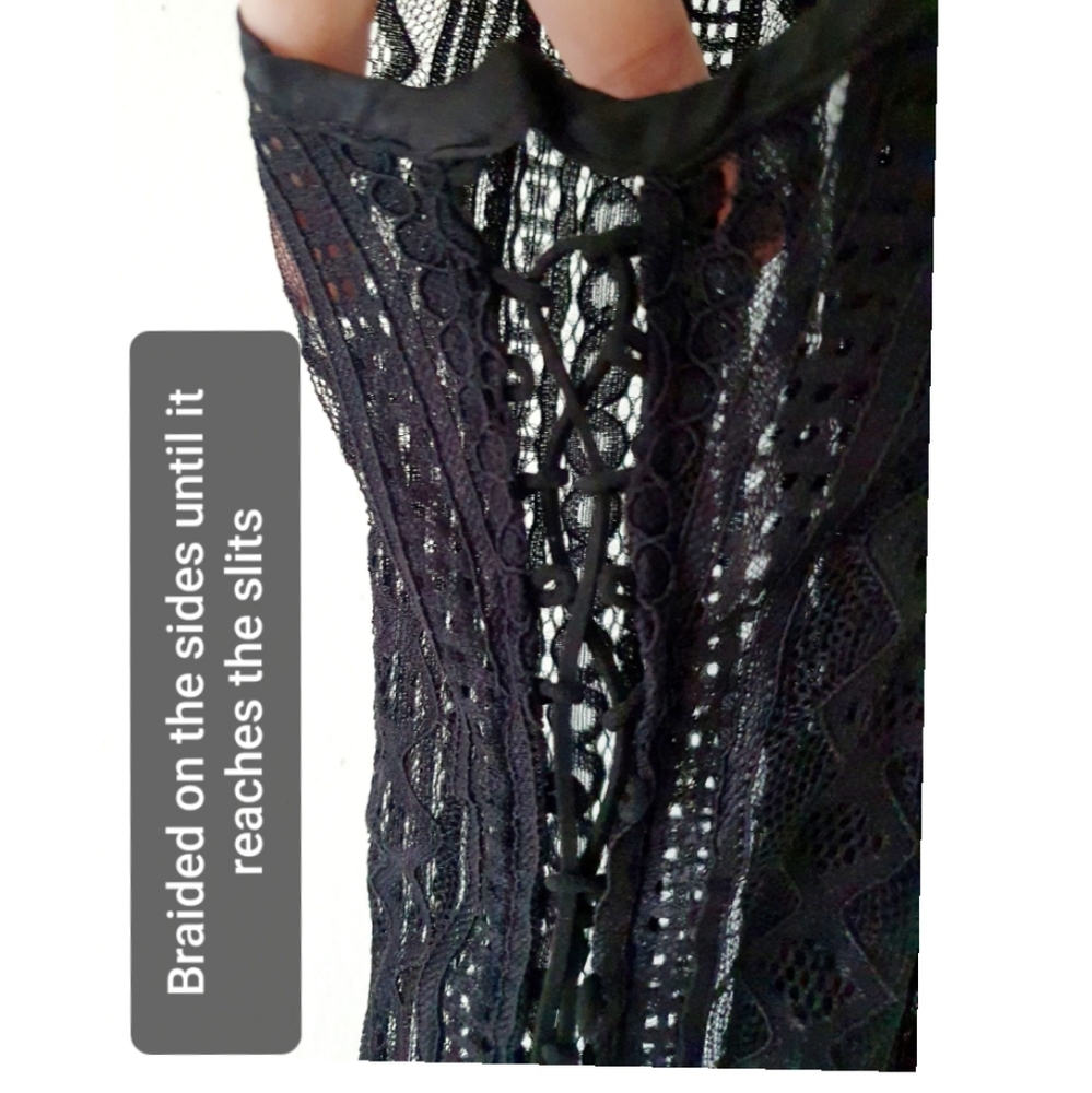 Melissa Crochet Lace Maxi Cover-Up – Black – Adjustable Side Tie - Picture 11 of 16